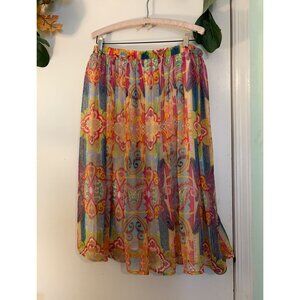 Vintage 90’s Chadwick’s Floral Maxi Skirt Sz Large Elastic Waist Sheer Cottage F